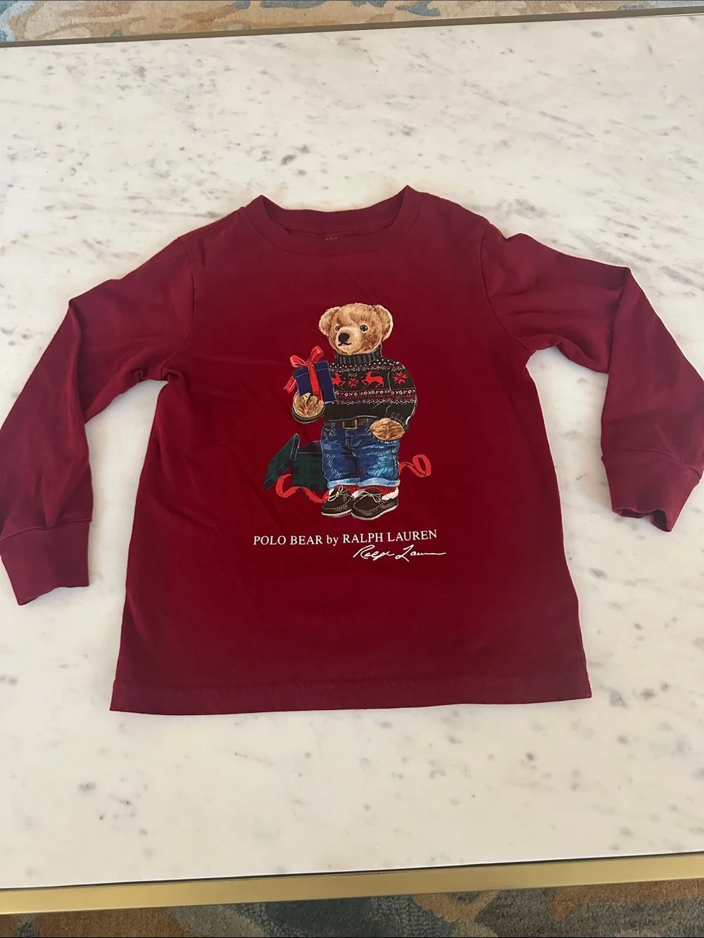 Ralph Lauren Kids Polo Bear Long-Sleeve Tee - Burgundy